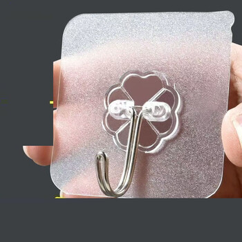 Kitchen traceless hook stickers for bathroom and dormitory without punching, strong adhesive wall hanging hooks, door sticky hooks, 1 transparent hook