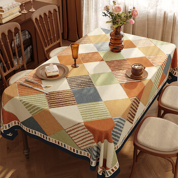 Chuangjingyi chooses tablecloths with a light luxury and high-end feel. 2024 new rectangular american tablecloths. 2024 new style light luxury tablecloths. nickel 90cmx140cm waterproof, oil-proof and iron-proof hanging cloth.