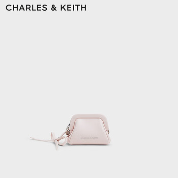 Charles&keith bow mini coin purse headphone bag charm birthday gift new year gift for girlfriend ck6-30701530 soft pink light pink xxs