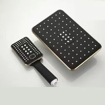 Lovanshi black gold supercharged handheld shower set nozzle shower hand spray simple wall-mounted rain canopy head bath universal top spray thickened black gold top spray + hand spray