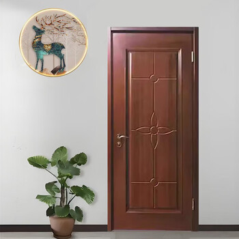 New chinese solid wood door, interior door, oak door, painted door, walnut log bedroom door, silent door, whole house customization, rubber wood, custom-made, pre-paid