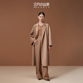 Three little goats classic labbro autumn and winter long lazy patch pocket unbuttoned double-sided 100 pure cashmere women's coat camel s