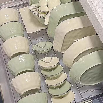 Kangqin cream-style dishware set household underglaze color housewarming tableware 65 pieces 10-person meal upgraded luxury gift box