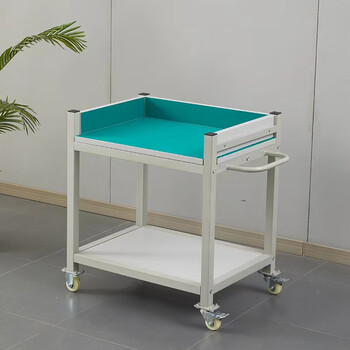 Xinian anti-static movable workbench mobile operating table tool material cart with side panels and wheels double layer/100*60*75cm fence height 10cm