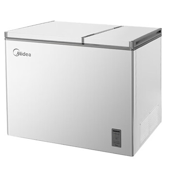 Midea household small freezer double box dual temperature butterfly side lift door glass partition refrigeration freezer small horizontal refrigerator 210 liters top opening bcd-210dkem (e) white