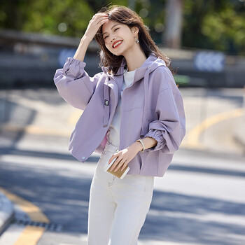 Shangjing hooded short windbreaker jacket for women 2025 autumn new style small loose casual versatile commuting short coat top