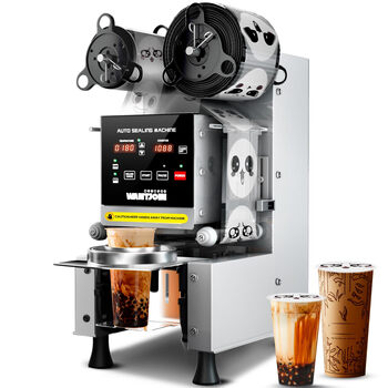 Wantjoin fully automatic cup sealing machine 90/95mm milk tea and coffee cup sealing machine requires transformer