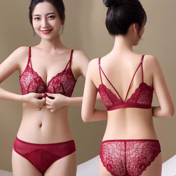 Maohuo (maohuo) big brand horse-year buckle thin bra underwear for women's birth year red no steel ring push-up bra valentine's day gift burgundy suit 75a 34b thin at the top and bottom 2.5cm
