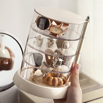 Fan yejia rotating jewelry storage box high-end exquisite necklace earrings earrings jewelry box desktop dustproof dressing table storage rack