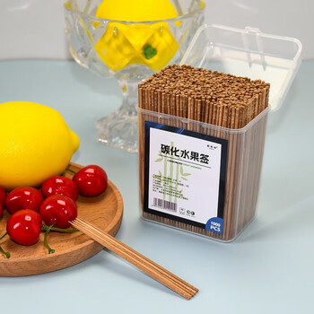 Uoso carbonized fruit bamboo picks extra long bold toothpicks household disposable single tip carbonized bamboo toothpicks canned carbonized fruit picks 1000 count * 6 boxes