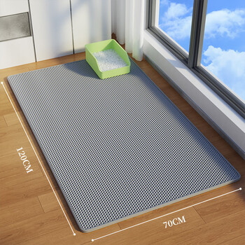 Guazhoumu cat litter mat anti-lead out cat litter box anti-splash mat non-slip resistant scratch extra large double-layer sand collection filter leakage control sand mat high-grade gray-120*70cm-suitable for multiple cat litter boxes cat litter does not fall to the floor challenges 0 splashes