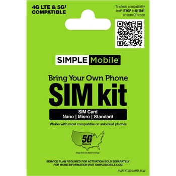 Simple mobile 3-in-1 sim card set universal sim card cdma/gsm network optional sizes prepaid phone card