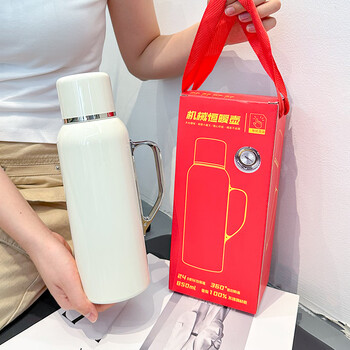 Mechanical temperature display thermos cup 316 stainless steel stew teapot men's tea cup with lid travel thermos kettle white 850ml