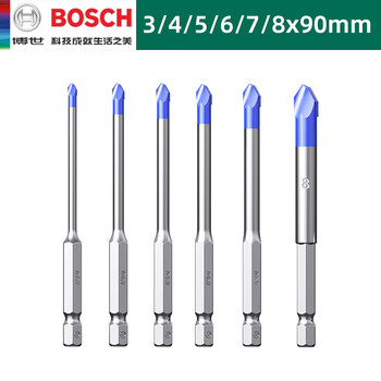 Bosch (bosch) tile drill bit drills concrete, super-hard tilted head ceramic eccentric drill cement wall triangle, hexagonal handle hard tile drill bit set 3/4/5/6/