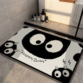 Bathroom floor mat quick-drying bathroom toilet water-absorbent non-slip foot mat bedroom entrance door mat stain-resistant carpet azonmone outdoor * explosion cartoon black briquettes 45*70cm factory direct sales