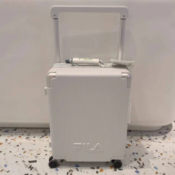 Fila suitcase, suitcase, large capacity, small trolley case, universal wheel, aluminum frame, coded leather case, white, same-day delivery, 24 inches