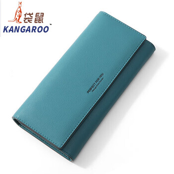 Kangaroo card holder wallet versatile 2025 chinese valentine's day women's long clutch simple fashion wallet women's solid color flagship - ocean blue