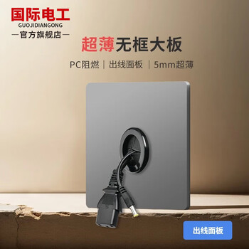 International electrician type 86 gray concealed skin-feel switch socket large panel crystal decoration strip household single open double control five-hole 16a air conditioning socket large panel wall matte skin-feel gray 40mm threading plate with rubber ring