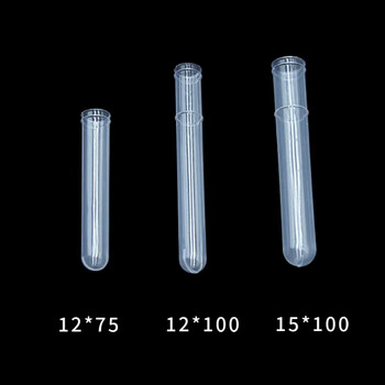 Disposable test tube plastic test tube soft test tube sampling test tube 12*75 12*100 15*100 12*100 soft test tube round bottom (500 pieces)