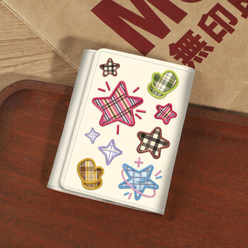 Chajinxingxing ins style student cute card bag primary and secondary school wallet multi-card slots 30% off short folding coin purse children white star 30% off wallet