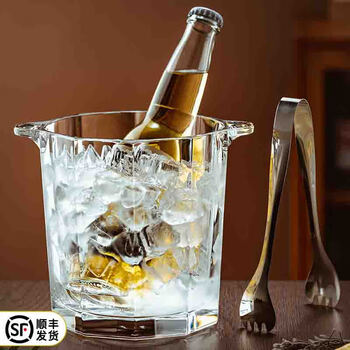 Velos high-end imported crystal ice bucket light luxury champagne red wine ice bucket household glass wine whiskey ice bucket imported from türkiye transparent model + clip