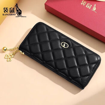 Kangaroo's new niche design wallet women's genuine leather fashion clutch zipper large capacity long high-end handbag for girlfriend style 3