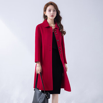 Austrian double-sided wool coat women's premium full wool woolen coat yx21038 red l