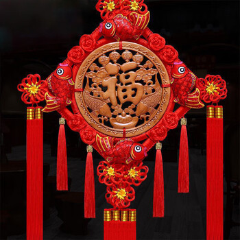 Xuanai chinese knot pendant festive ornaments living room porch mahogany fu character pendant new year spring festival housewarming new home gift