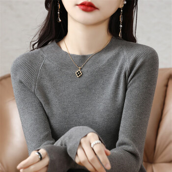 Yu zhaolin round neck bottoming shirt, feminine and elegant, slim fit sweater, 2025 new spring, autumn and winter sweater