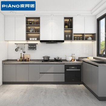 Piano kitchen cabinets, stove, integrated quartz stone countertops, cabinets, whole house customization, whole cabinet customization, customization prepayment