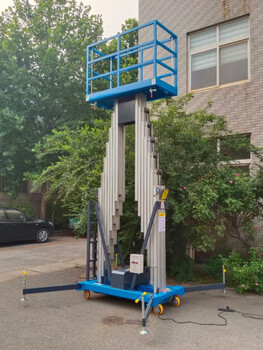 Ling yuxun aluminum alloy lift single and double column 6 meters 8 meters mobile lifting platform small lightweight electric hydraulic lift double column raised 6 meters blue