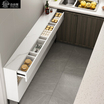 Free monkey ultra-thin sideboard 20cm kitchen storage cabinet solid wood slate tea cabinet 25 white 30 half wall extremely narrow wall side cabinet 220*35*80cm/enf grade/elegant white + fish belly white slate