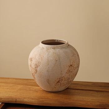 Bhm 2026 new year decoration ceramic vase ornaments housewarming new home gift decoration living room flower arrangement chinese stoneware jar wabi-sabi style vase (small size)
