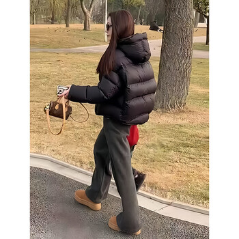 Garnuo puff turtle black short down jacket women's winter 2025 new thickened 90 white duck down hooded bread jacket black m 101-115 jin