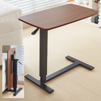 Jinhe bedside table movable lift table bedroom home folding table dormitory lazy desk bed laptop table walnut black frame lifting mobile folding desktop model 80*40cm
