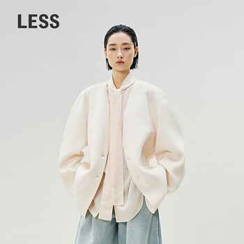 Less seiko series spring collarless thin woolen coat women's shape loose jacket 2p2813550 111 light beige s