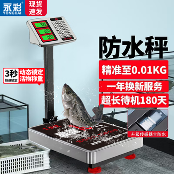 Yongcai (yongcai) electronic scale waterproof commercial stainless steel durable weighing accurate household weighing floor platform weighing aquatic seafood express scale industrial stall selling vegetable scale 150 kg 30*40 rust-resistant fully waterproof strong power storage foldable back