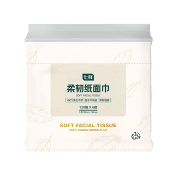 Qixian flexible removable paper facial tissue 3-layer s size 120 sheets * 6 pack