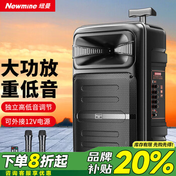 Newman b12 square dance audio 12-inch outdoor karaoke subwoofer bluetooth audio portable mobile stage trolley speaker amplifier high-power subwoofer a12 60w high-end version + dual microphones