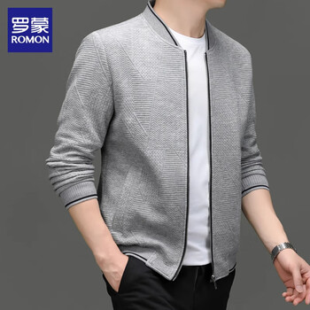 Romon jacket men's 2025 spring and autumn new fashion simple baseball uniform top business casual jacket men's gray xl recommended 126-140 jin