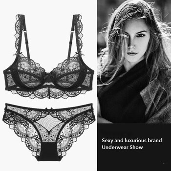 Victoria palace french lace bra women's sexy underwear set seamless pure desire bra new bra set black sexy xl 85/38b with panties
