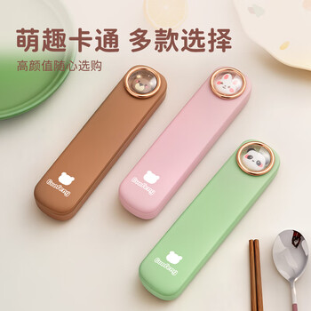 Guofeng food grade 304 stainless steel portable tableware storage box for one person chopsticks and spoon set children's chopsticks food grade 304 steel 304 chopsticks spoon + bunny box
