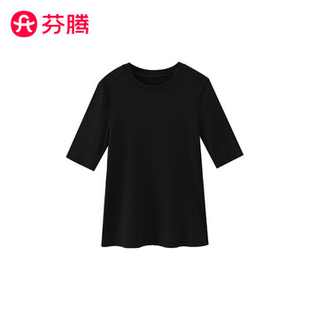 Fenton half-sleeved women's spring new style simple and versatile solid color bottoming shirt that can be worn outside black l recommended 105kg-120kg
