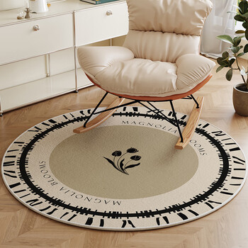 Shangce rocking chair special floor mat round bedroom living room balcony chair carpet office computer recliner swivel chair foot mat time temperature belgian velvet carpet - round diameter 60cm environmentally friendly no odor