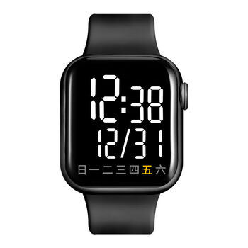 Xiaomi buyi 2025 children's simple trendy fashion ins multi-functional technological sense led watch male and female student party electronic watch black