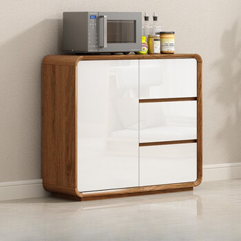 Zhixin muwang narrow sideboard ultra-thin storage cabinet integrated wall-mounted large-capacity storage cabinet wine cabinet kitchen multi-functional storage cabinet walnut white 83*30*80cm floor-standing model
