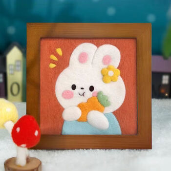 Youke wool felt poke photo frame painting diy handmade material pack poke embroidery couple gift panda painting decorative painting carrot rabbit_send tools + tutorials + photo frames