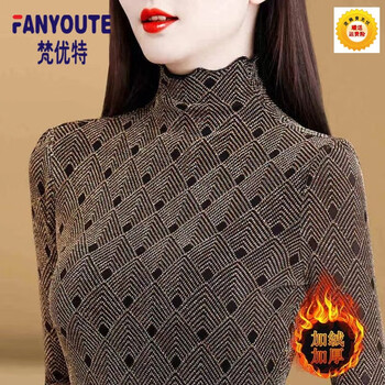 Fanyoute light luxury bottoming shirt for women in autumn and winter new fashion women's clothing thickened velvet versatile slimming women's lace picture color thickened velvet l recommended 105-114 pounds