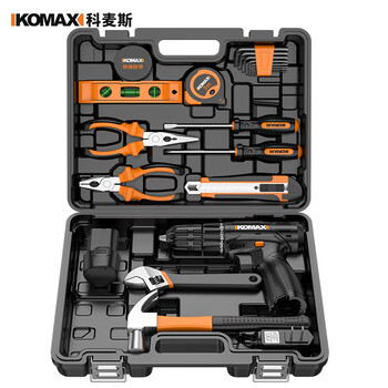 Komax rechargeable electric drill household electric drill tool box full set of repair hardware tools impact drill set electric screwdriver 12v shenwu set one power + gift bag