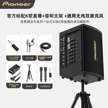 Pioneer (pioneer) pioneer singing karaoke live audio musical instrument speaker professional band stage performance high-power bluetooth sound card internal recording ktv high-power audio 600w high-power audio + bracket wireless dual microphone